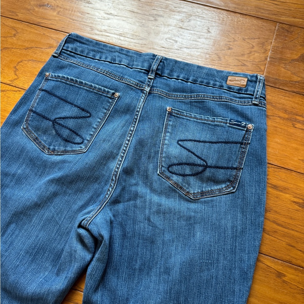 Seven7 Straight Leg Mid-Rise Blue Denim Jeans Size 14 - Picture 6 of 12